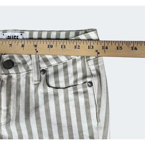 Paige Verdugo Ankle Skinny Jeans Womens Gray/White Striped Stretch Size 26 - Picture 8 of 16